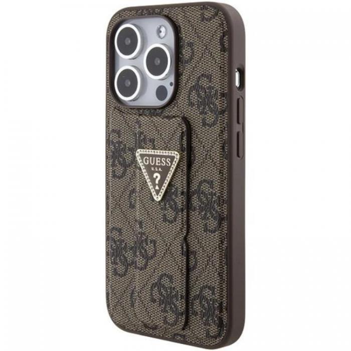 Guess - Guess iPhone 15 Mobilskal Grip Stand Triangle Strass - Brun