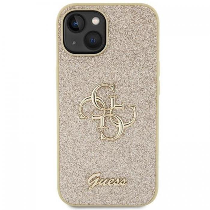 Guess - Guess iPhone 15 Plus Mobilskal Glitter Script Big - Guld