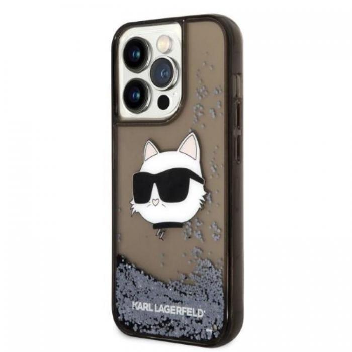 KARL LAGERFELD - Karl Lagerfeld iPhone 14 Pro Skal Glitter Choupette Head - Svart