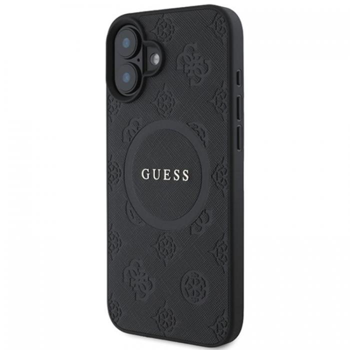 Guess - Guess iPhone 16 Mobilskal Magsafe Saffiano Peony Classic Logo - Svart