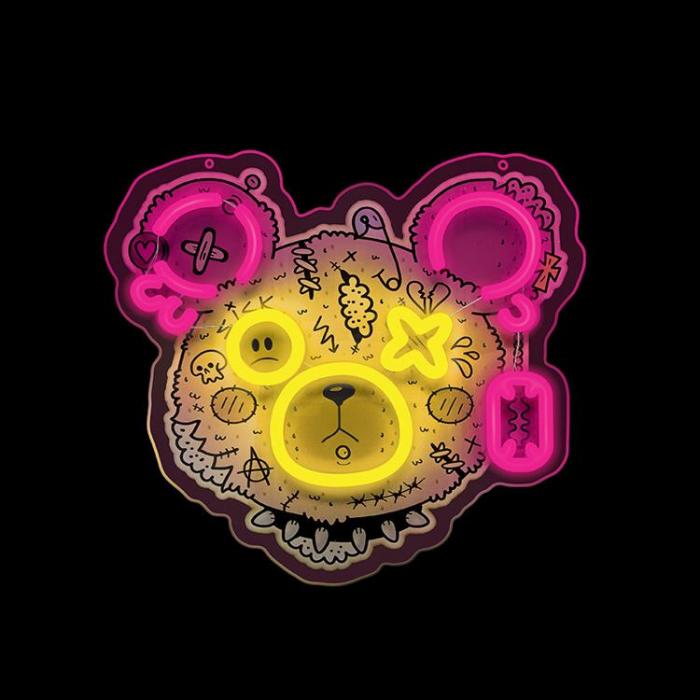 Forever Light - Forever Light Neon ART LED PUNK TEDDY BEAR FLA01 - Rosa/Gul