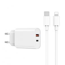 WIWU - WIWU Snabbladdare USB/USB-C 20W USB-C/Lightning Kabel PD QC