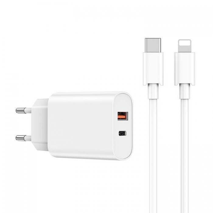 WIWU - WIWU Snabbladdare USB/USB-C 20W USB-C/Lightning Kabel PD QC