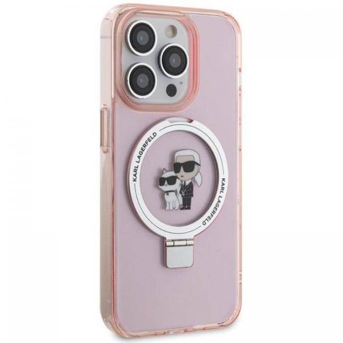 KARL LAGERFELD - KARL LAGERFELD iPhone 15 Pro Mobilskal MagSafe Ringstll - Rosa