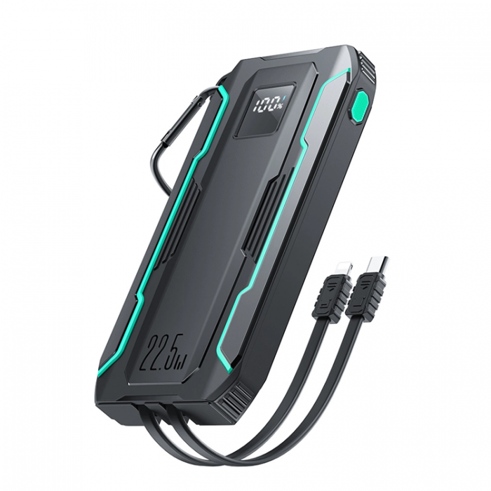 Joyroom - Joyroom Powerbank 10000mAh 22.5W Med Built-in Kabels - Svart