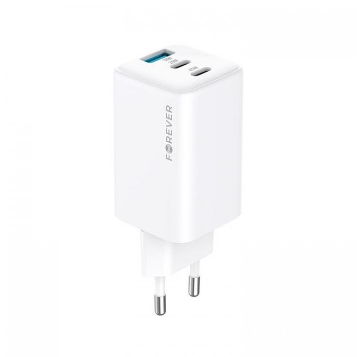 Forever - Forever Snabbladdare USB-A - 2x USB-C 65W GaN PD QC - Vit