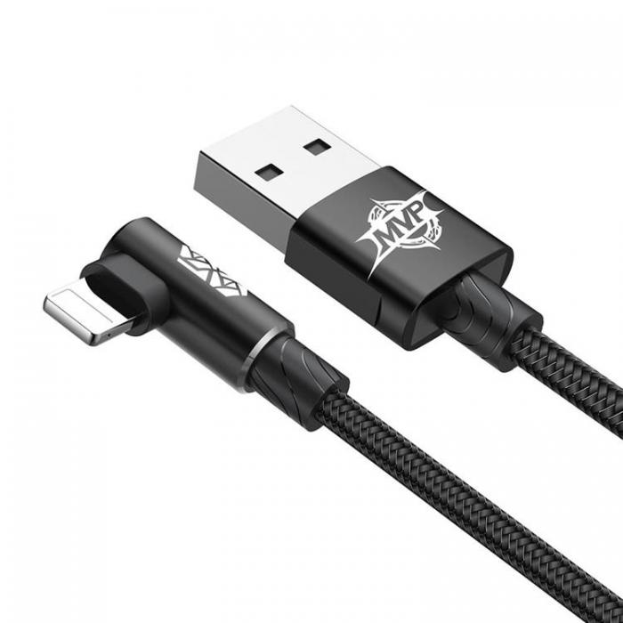 BASEUS - Baseus USB Till Lightning 1m Kabel 2A Elbow MVP - Svart