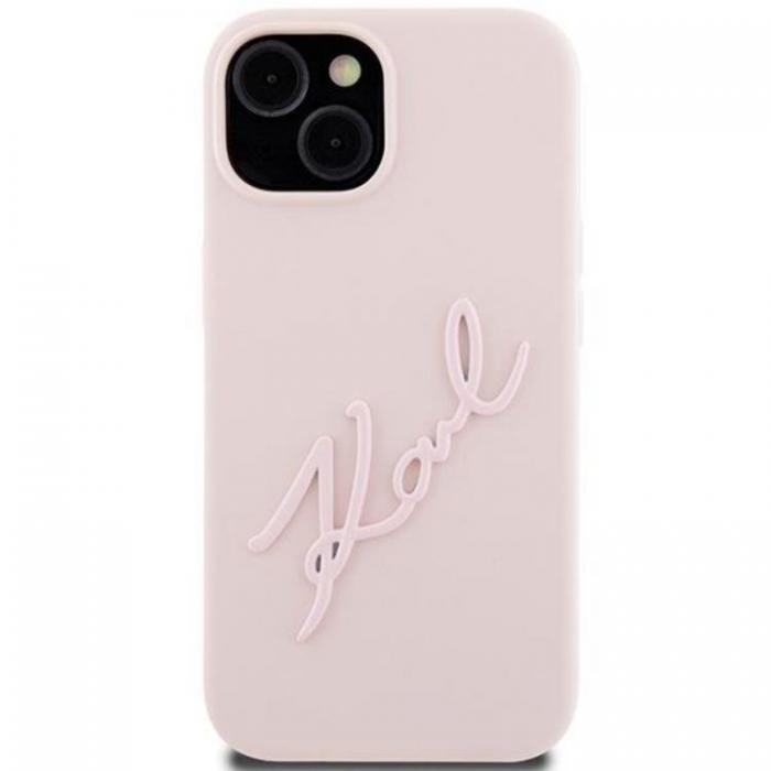 KARL LAGERFELD - KARL LAGERFELD iPhone 15 Mobilskal Silikon Karl Script - Rosa