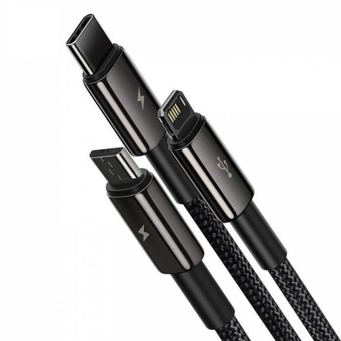 BASEUS - Baseus 3in1 USB-A till USB-C, Lightning, microUSB kabel 3,5 A 1.5m