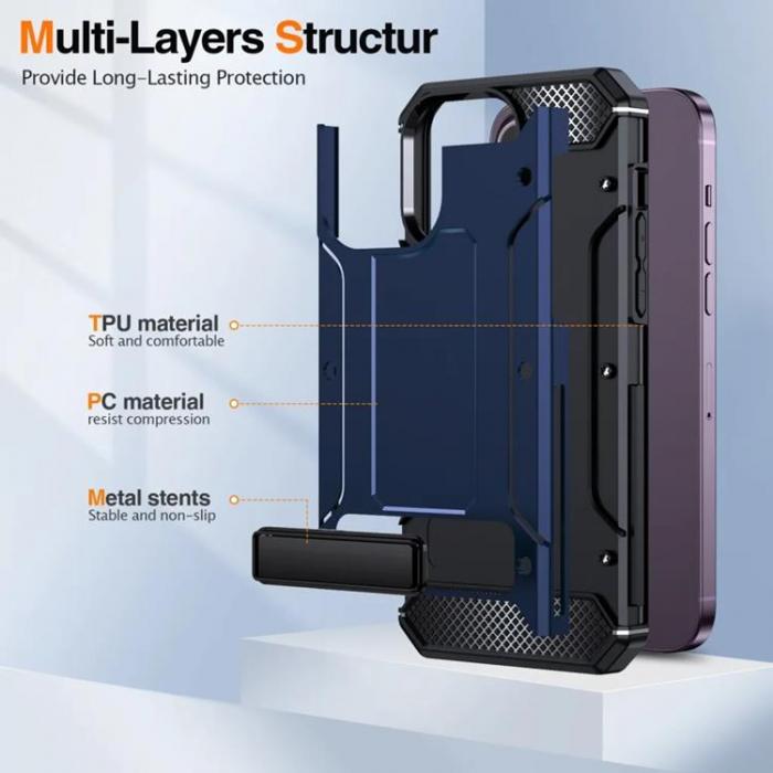 Taltech - iPhone 15 Pro Max Mobilskal Kickstand - Mrkbl