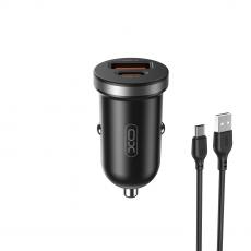 XO - XO Billaddare 30W 1x USB 1x USB-C + USB-C Kabel CC56 - Svart