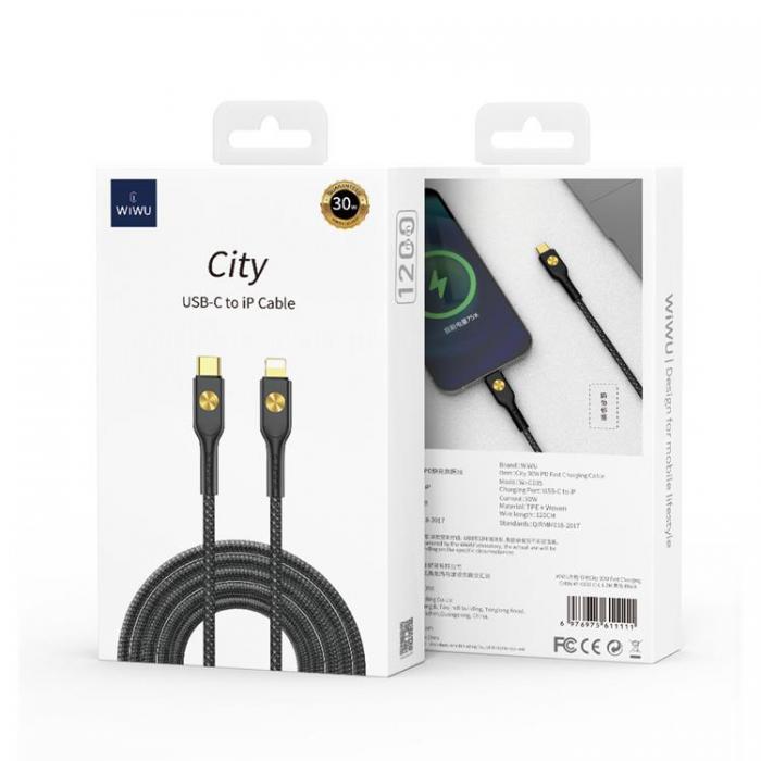 WIWU - WIWU USB-C Till Lightning 1.2m Kabel 30W City - Svart