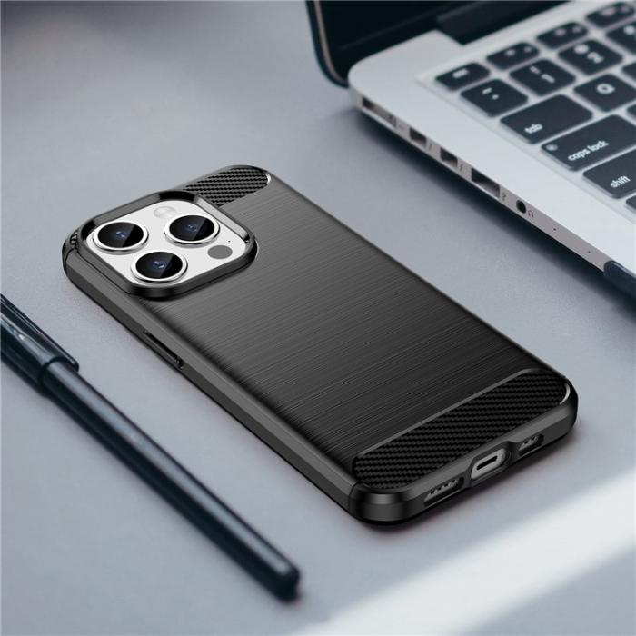 A-One Brand - iPhone 15 Pro Mobilskal Carbon Fiber Brushed - Svart