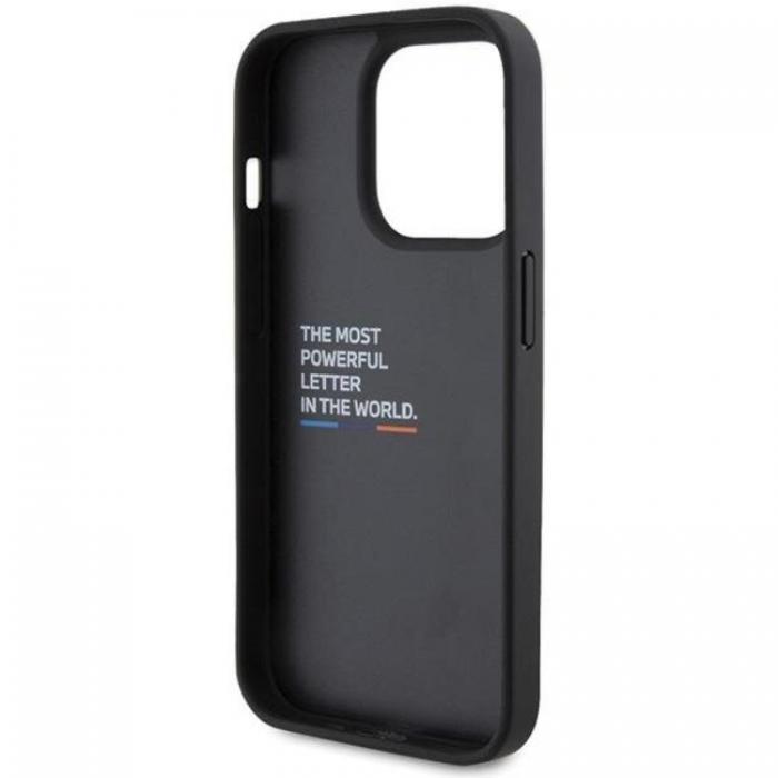 BMW - BMW iPhone 15 Pro Max Mobilskal Lder Stamp Tricolor - Svart