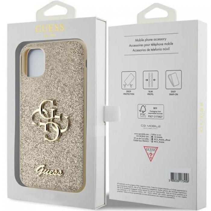 Guess - Guess iPhone 11/XR Mobilskal Glitter Script Big 4G - Svart