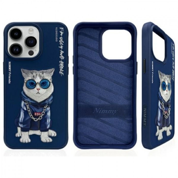 NIMMY - Nimmy iPhone 15 Pro Mobilskal Glasses Cool Cat - Bl