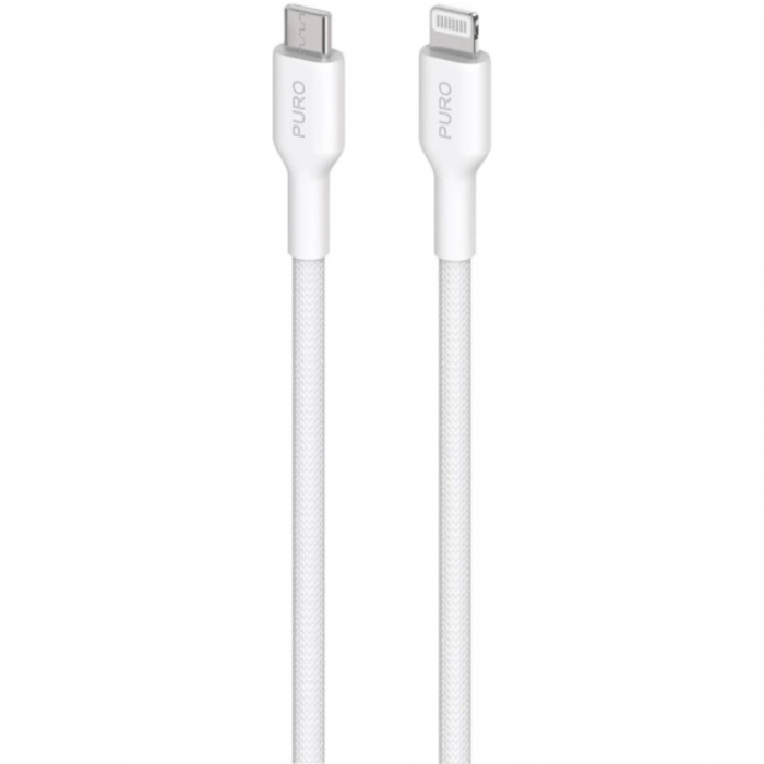 Puro - Puro Plain USB-C - Lightning Kabel fr Apple med MFI 2.0 2.4A 2m - Vit