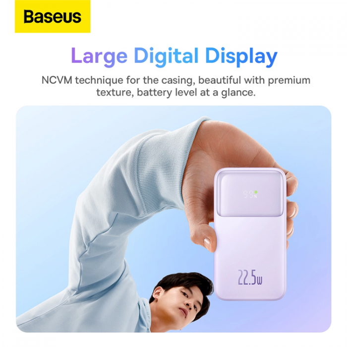 BASEUS - Baseus Powerbank med display 20000mAh 22.5W Comet Series - Lila