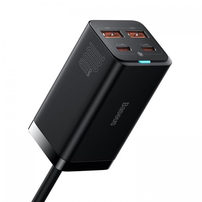 BASEUS - Baseus Vggladdare 2x USB-C/2x USB-A GaN3 100W - Svart