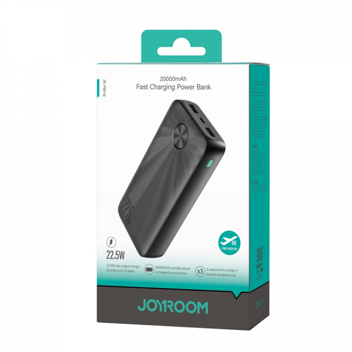 Joyroom - Joyroom Powerbank 20000 mAh 22.5W USB-C USB-A - Svart