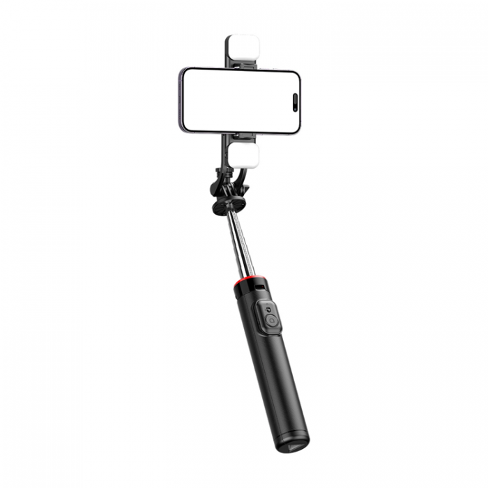 A-One Brand - Selfiestick Teleskopstativ 1.3m Med Dubbel Lampa