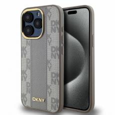 DKNY - DKNY iPhone 15 Pro Mobilskal MagSafe Läder Checkered Mono - Beige