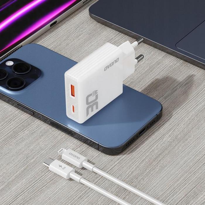 Dudao - Dudao Snabbladdare 30W USB-A/USB-C med USB-C/Lightning Kabel