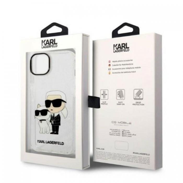 KARL LAGERFELD - Karl Lagerfeld iPhone 14 Plus Skal IML GLIT NFT Karl & Choupette - Clear