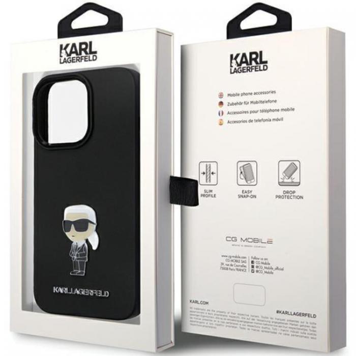 KARL LAGERFELD - KARL LAGERFELD iPhone 14 Pro Mobilskal Silikon Ikonik Metal Pin