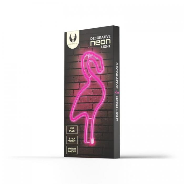 Forever Light - Forever Light LED Neon Light Flamingo Bat + USB FLNE18 - Rosa