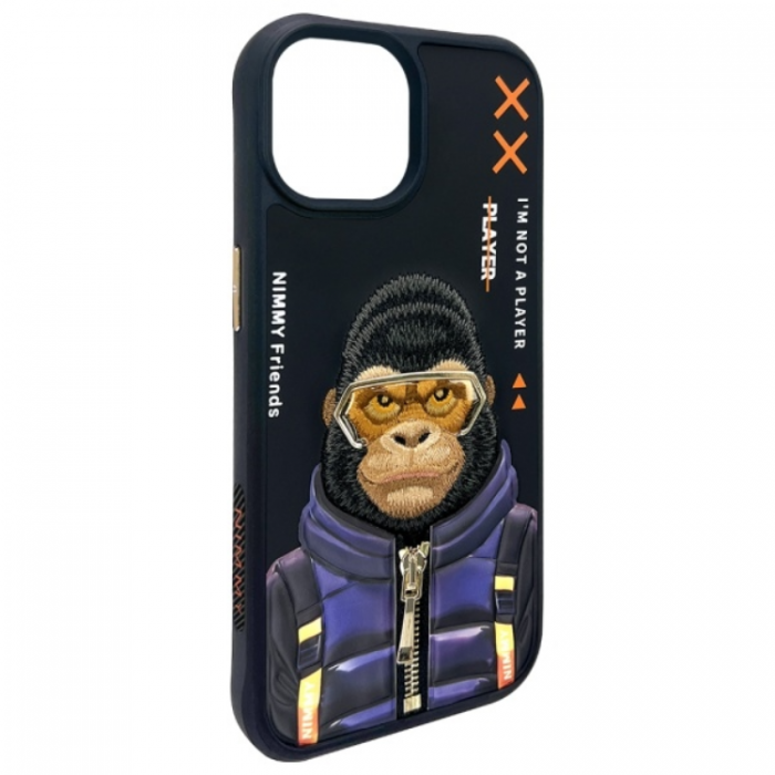 NIMMY - Nimmy iPhone 15 Mobilskal Cool & Cute 2.0 Monkey - Svart