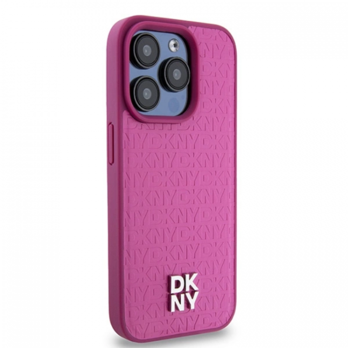 DKNY - DKNY iPhone 15 Pro Max Mobilskal Magsafe Lder Pattern Metal Logo