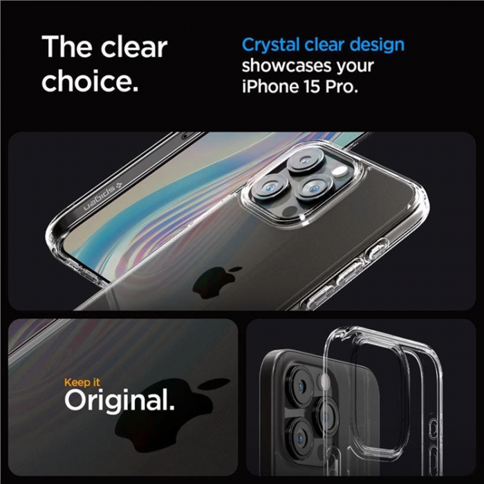 Spigen - Spigen iPhone 15 Pro Mobilskal Crystal Hybrid - Transparent