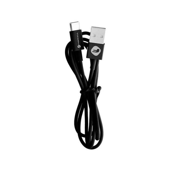 Forcell - Forcell USB-A till USB-C Kablar 1m 2.0 2.1A C319 TUBE - Svart