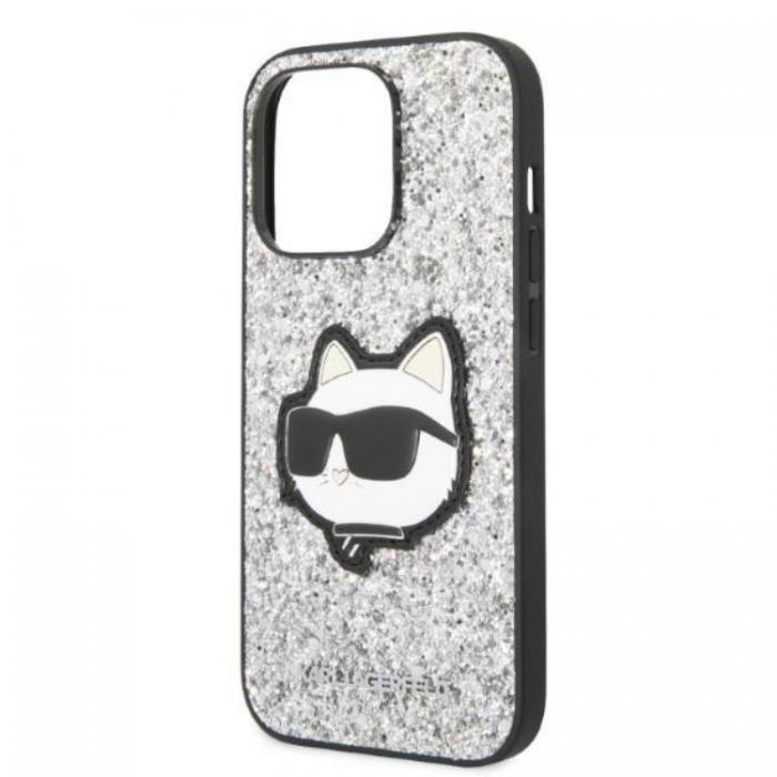 KARL LAGERFELD - Karl Lagerfeld iPhone 14 Pro Max Skal Glitter Choupette Patch - Silver