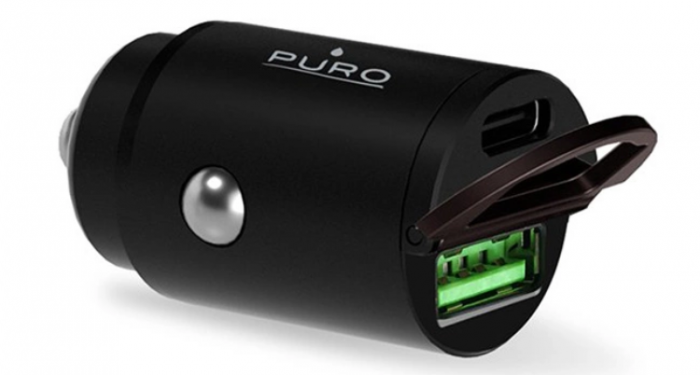 Puro - Puro Billaddare USB-C Till USB-A 30W Mini - Svart