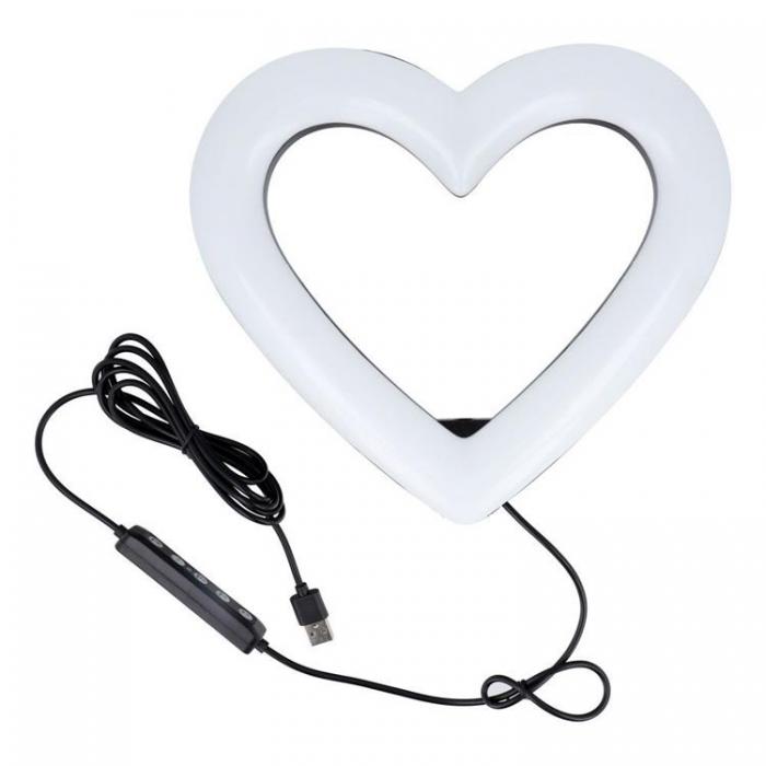 OEM - LED Ring lamp Heart 10 tum med hllare till mobil