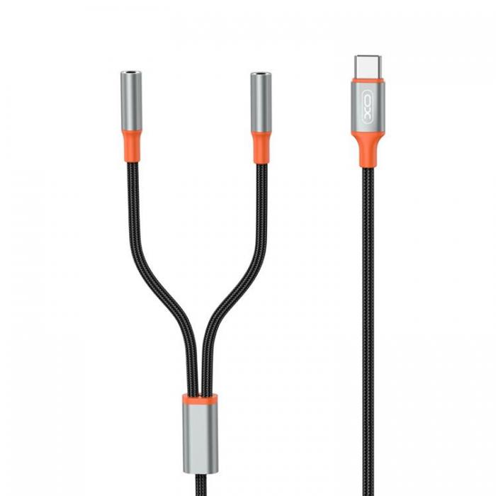 XO - XO 2in1 Ljudkabel USB-C/2x Uttag Minijack 3.5 mm 1.2m NB-R269B