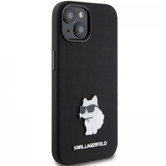 KARL LAGERFELD - KARL LAGERFELD iPhone 15 Mobilskal Silikon Choupette Metal Pin