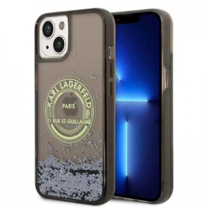 KARL LAGERFELD - Karl Lagerfeld iPhone 14 Plus Skal Liquid Glitter RSG - Svart