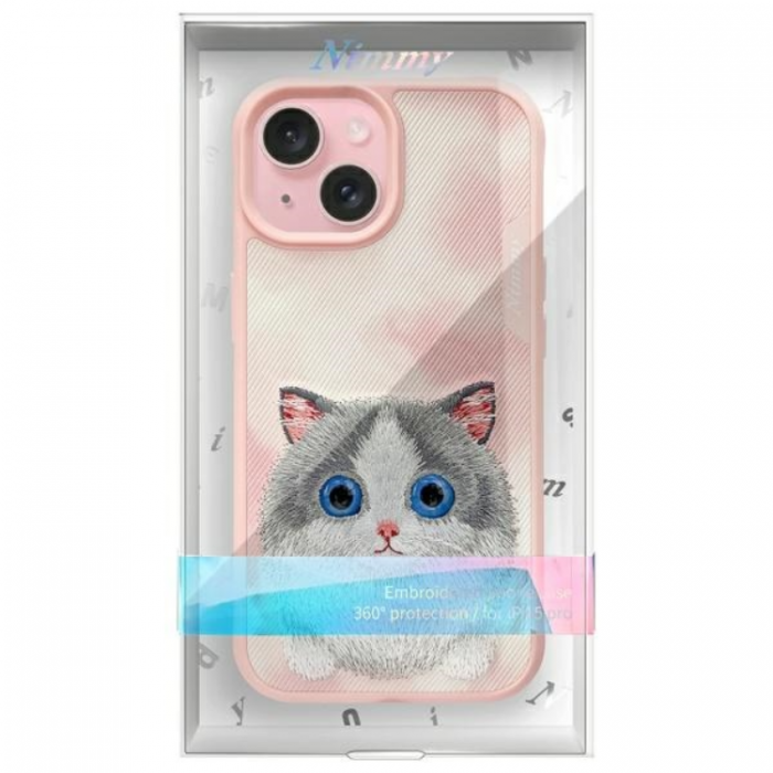 NIMMY - Nimmy iPhone 15 Mobilskal Big Eyed Pet 2.0 Cat - Rosa