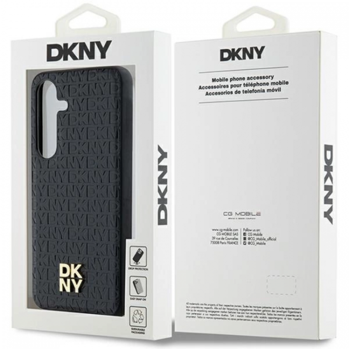 DKNY - DKNY Galaxy S24 Plus Mobilskal Magsafe Lder Pattern Metal Logo