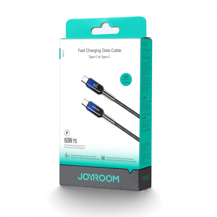 Joyroom - Joyroom S-A42 USB-C - USB-C 60W 1.2m Kabel Crystal-Clear Series - Svart