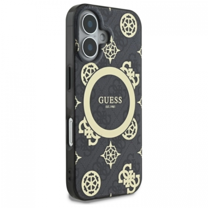 Guess - Guess iPhone 16 Mobilskal MagSafe IML Peony On 4G - Svart