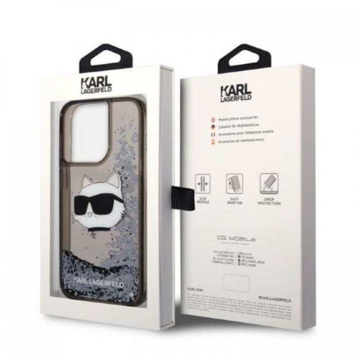 KARL LAGERFELD - Karl Lagerfeld iPhone 14 Pro Skal Glitter Choupette Head - Svart