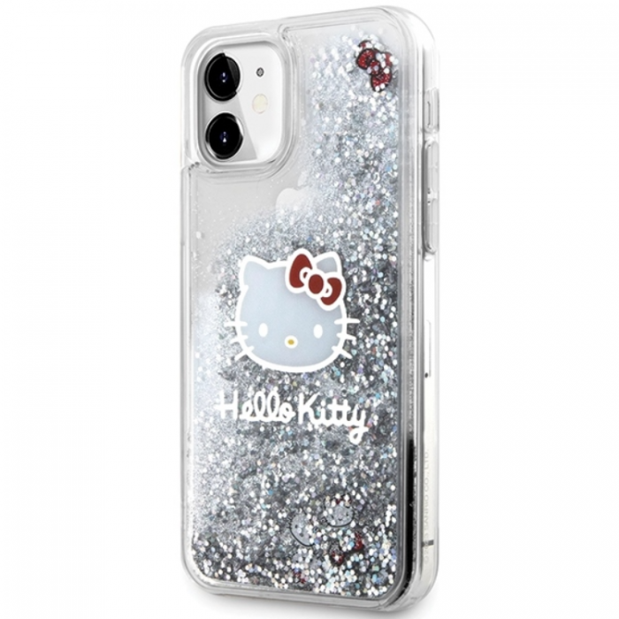 Hello Kitty - Hello Kitty iPhone 11/Xr Mobilskal Liquid Glitter Charms - Silver