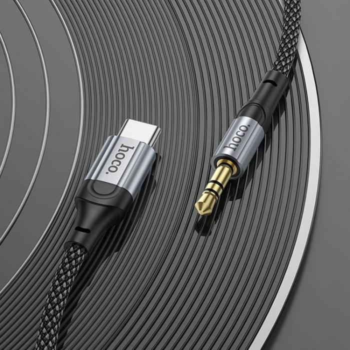 Hoco - Hoco USB-C till Aux 3.5mm Kabel 1m UPA26 - Svart