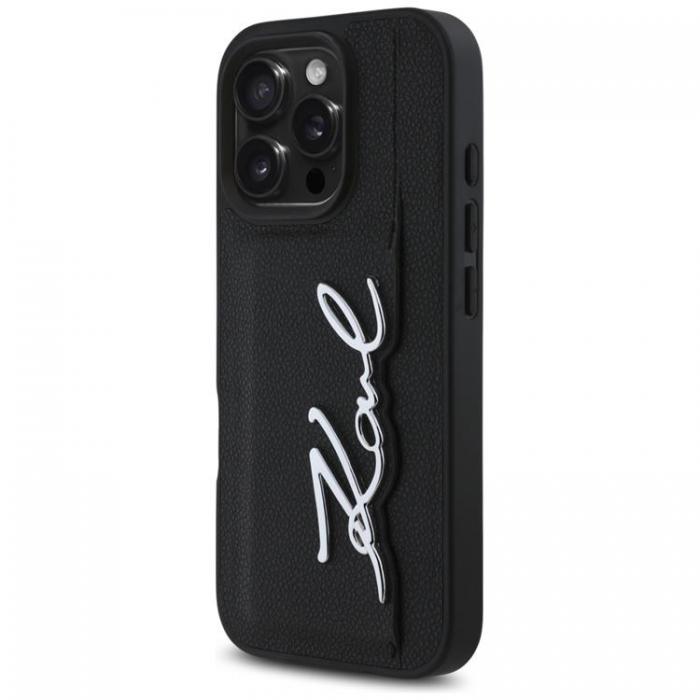 KARL LAGERFELD - Karl Lagerfeld iPhone 16 Pro Max Mobilskal Korthllare Metal Signature - Svart