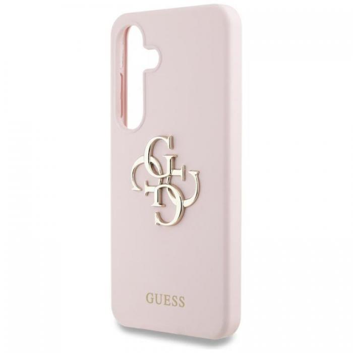 Guess - Guess Galaxy S25 Mobilskal Silikon Big 4G Bottom Script - Rosa