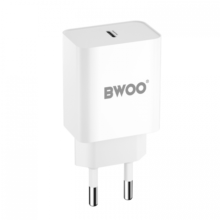 BWOO Snabb Vggladdare 20W PD USB-C - Vit